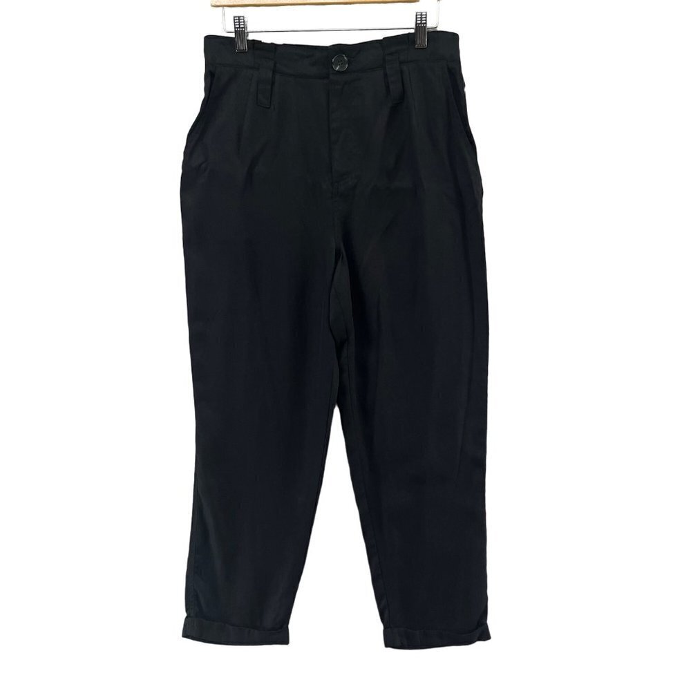 Skies Are Blue Anthropologie Pants Womens Black High Rise Lyocell Slacks Size L